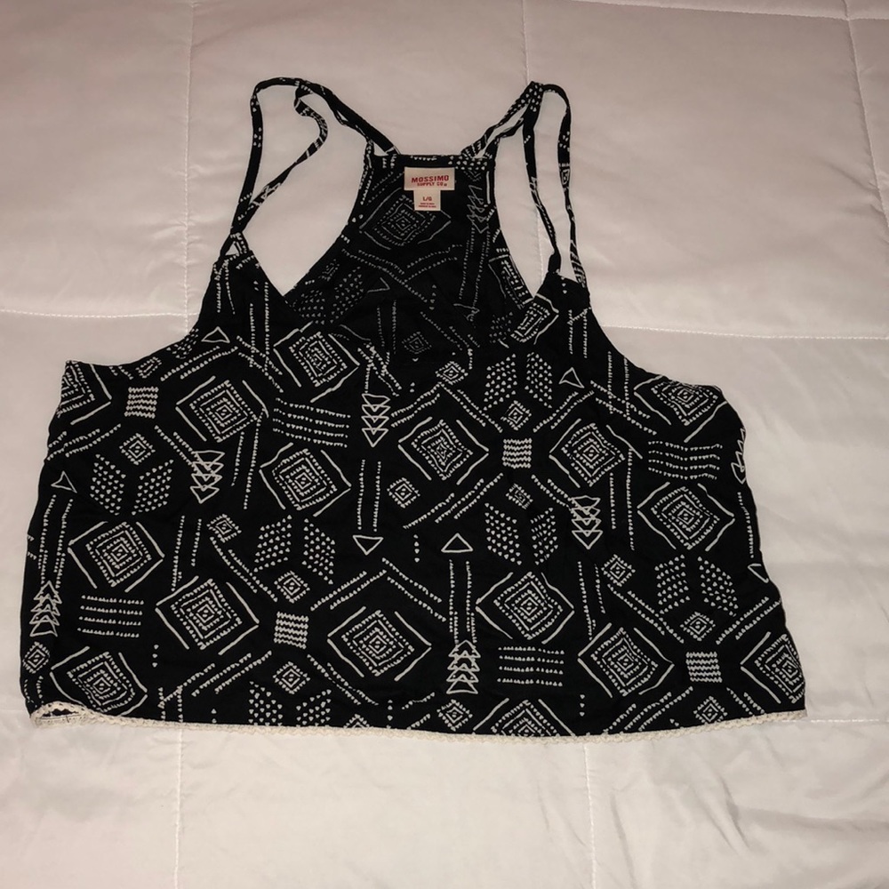 Tribal black crop tank